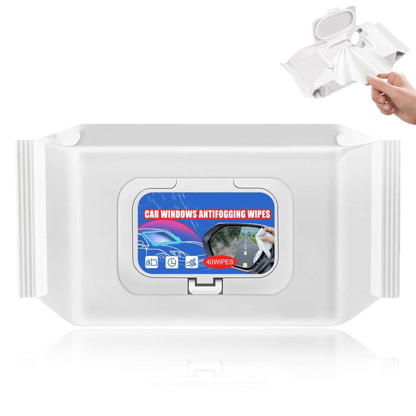 Produit Anti Buee Voiture, Lingettes Anti Buée Voiture, Anti Buee Voiture, Produit Vitre Voiture pour Anti Buée Sur les Pare-Brise et les Fenêtres Des Voiture, 40 Pièces*1