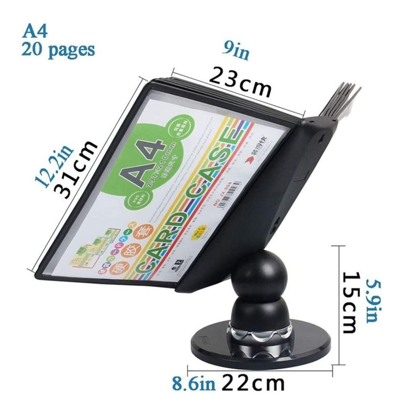 Verstellbar A4 Flip Dokumentenhalter 10/20 Fächer Schwarz