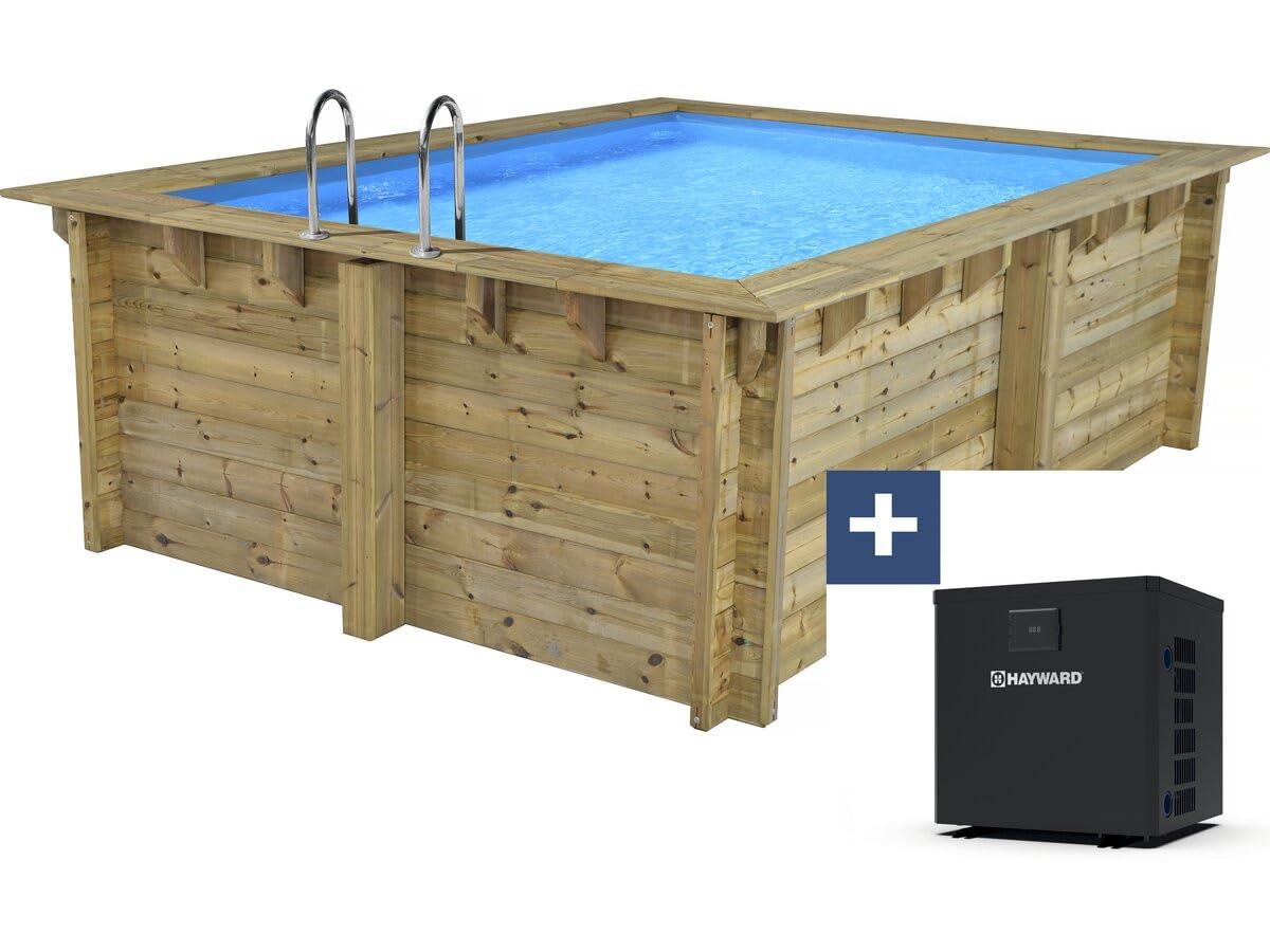 Piscine Bois Rectangle Caimans 140" - 4.10 x 3.00 x 1.39 m + Pompe à Chaleur 3.5 KW/h