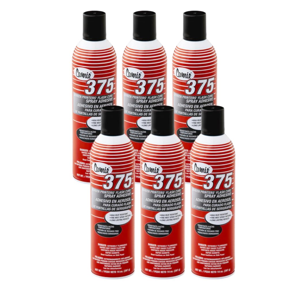 Camie Screen Printers Flash Cure Spray Adhesive - 13 oz. can, 6 Count, Red