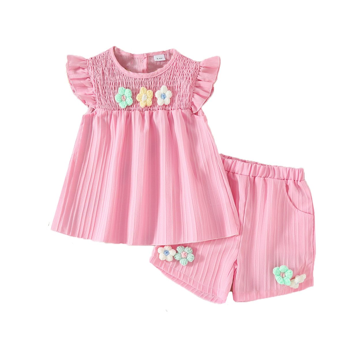 Kleinkind Baby Mädchen Kleidung Blumen Rüschen T-Shirts Tops Shorts Süße Sommer Kleidung Sets