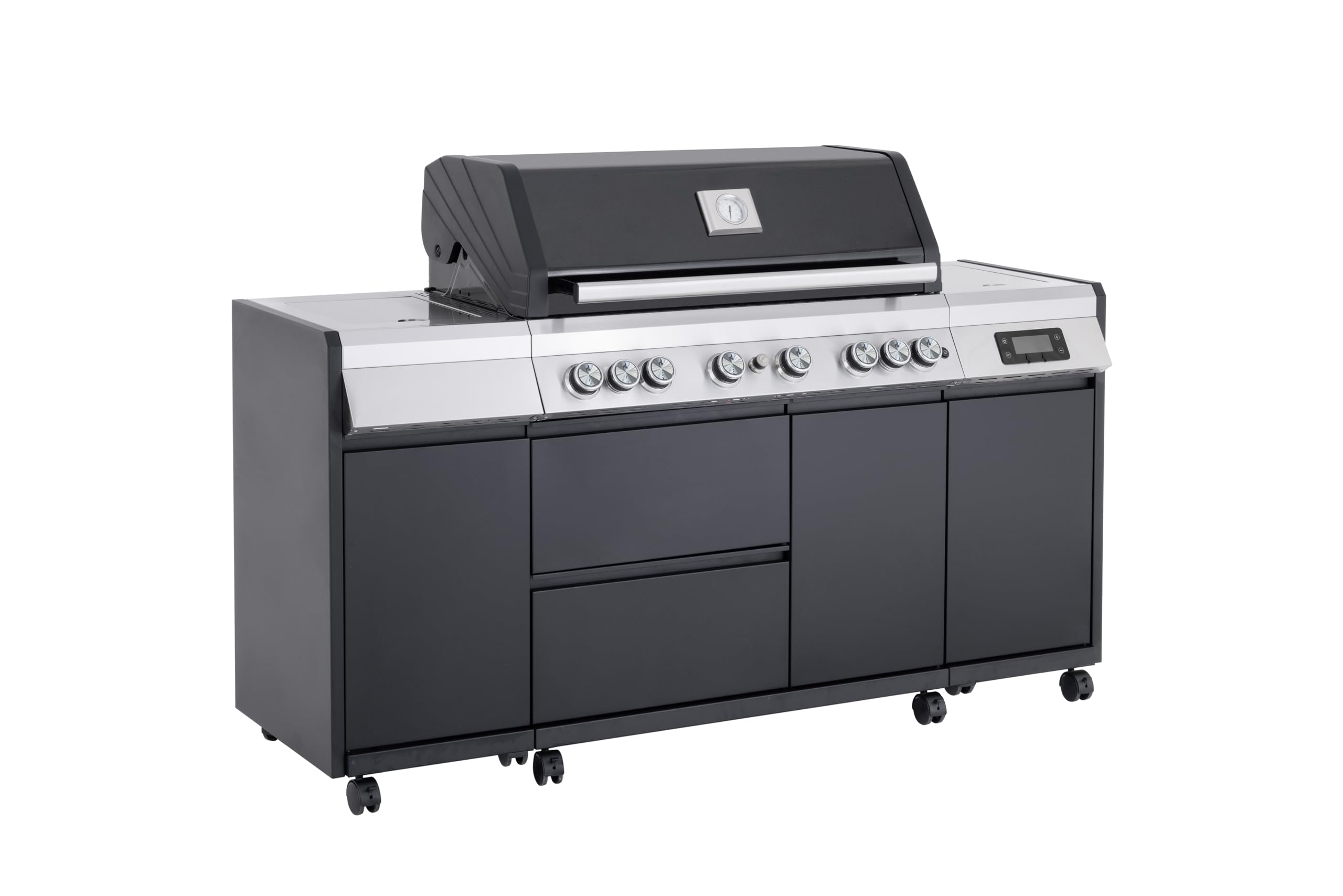 Tarrington House Barbecue a Gas 6+1+1 Bruciatori Acciaio Inox 72 kW Coperchio con Termostato Termometro Digitale