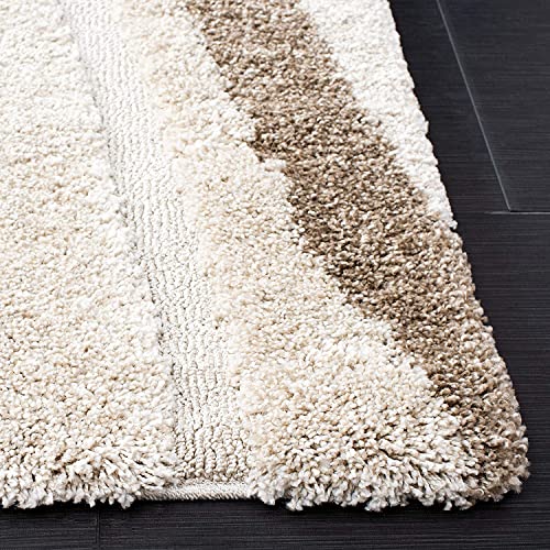 Image of Export Quality Microfiber Hand Woven Shaggy Carpet Collection with 2 inch Pile Height Carpet for Living Room & Hall Size 9x9 feet Round coular Ivory /Beige