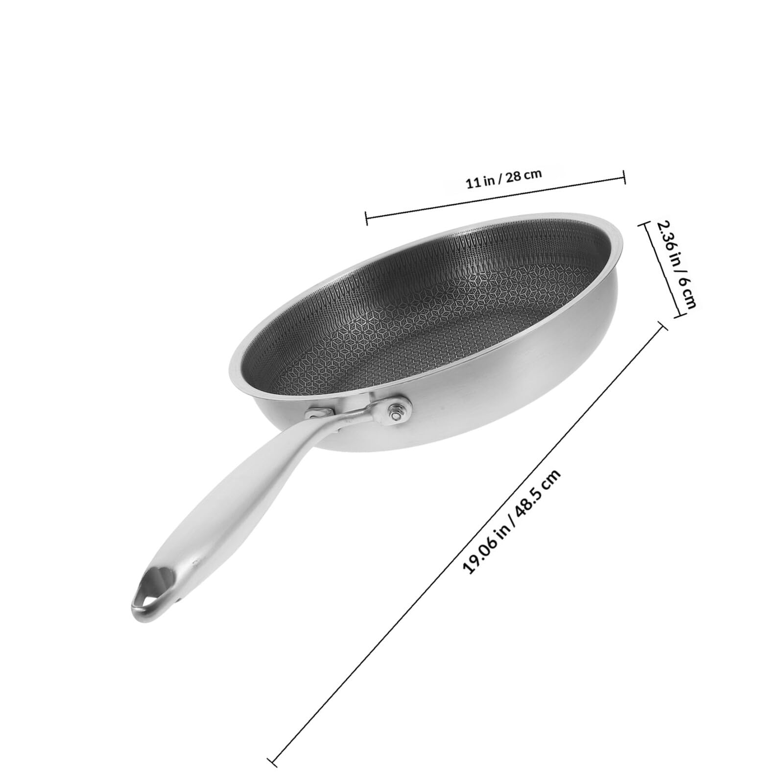 Pentola in Acciaio Inossidabile Manico Ergonomico e Rivestimento Antiaderente, Wok da Cucina per Griglia e Cottura di Patate e Bistecche