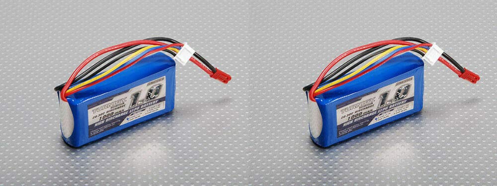 TANGDIAABBCC 2 Pack TURNIGY 1000mAh 3S 11.1V 20-30C LIPO Battery RC Plane Zippy JST FPV Ground Station Blade Quad