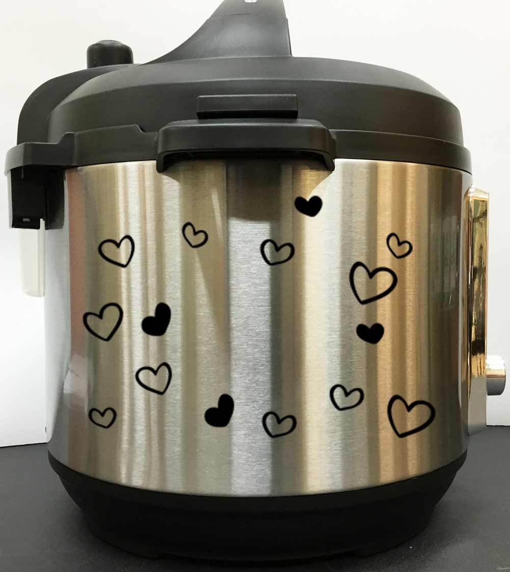 Cute Hearts Art Decal Sticker - Black Vinyl Decal Sticker for Instant Pot Instapot Pressure Cooker