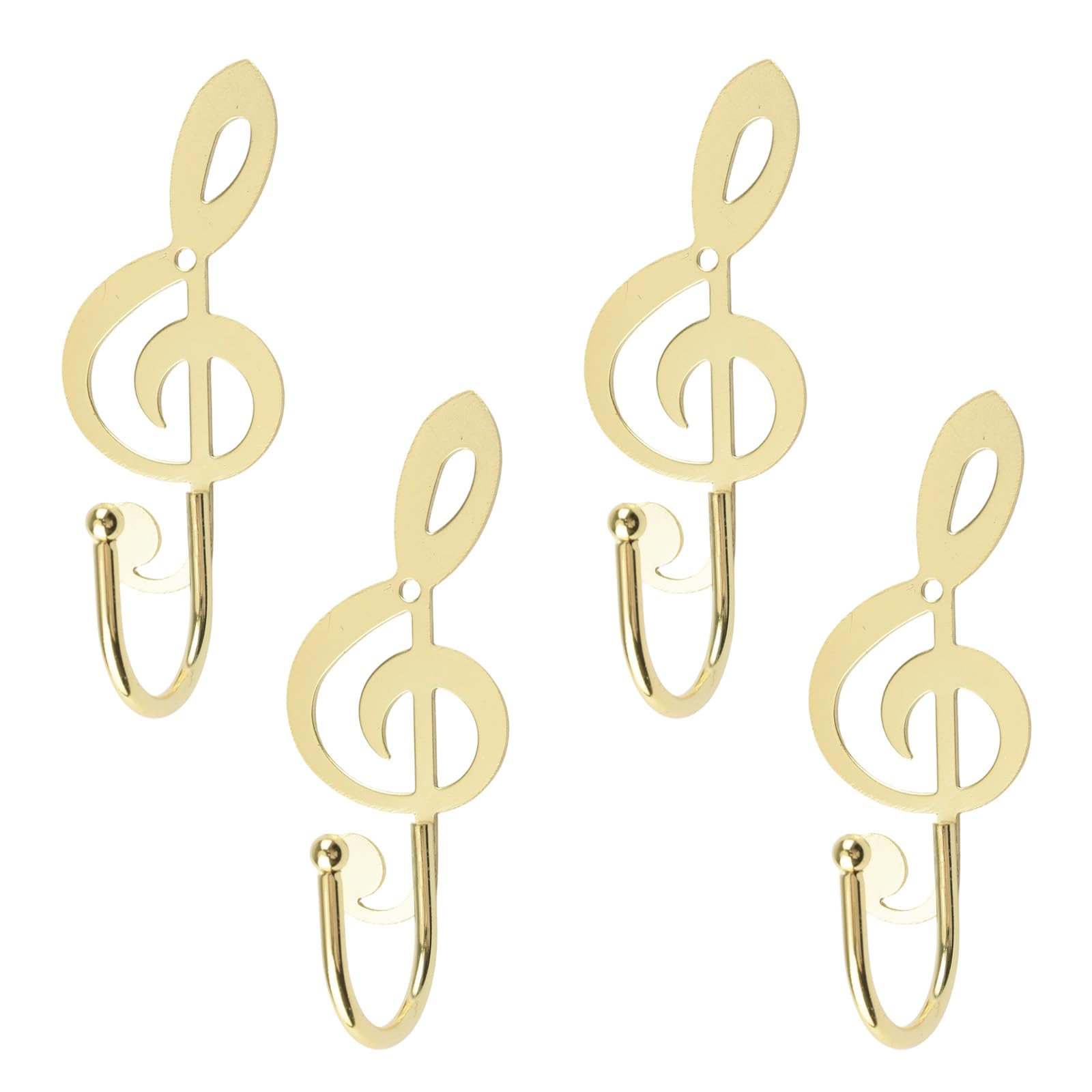 MOROBOR Music Note Decorative Wall Hooks, 4 pcs Golden Single Hole Hangers Creative Wall Mounted Hooks for Hanging Scarves Towels Keys Bags Hats