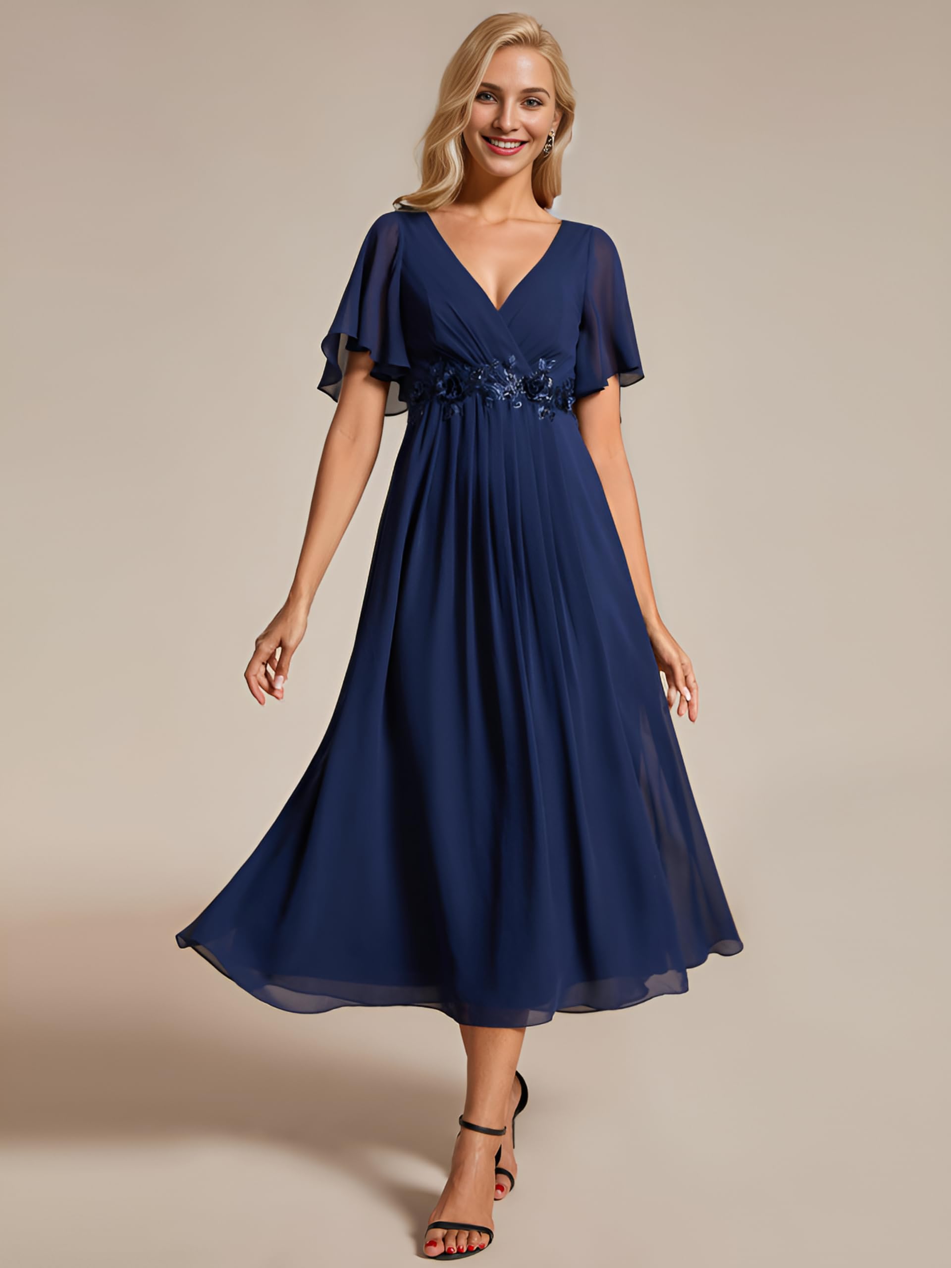 Ever-Pretty Abendkleider Damen Elegant für Hochzeit Knöchellang Hochzeitsgäste Kleid Cocktailkleid Festliche Kleider EG02093