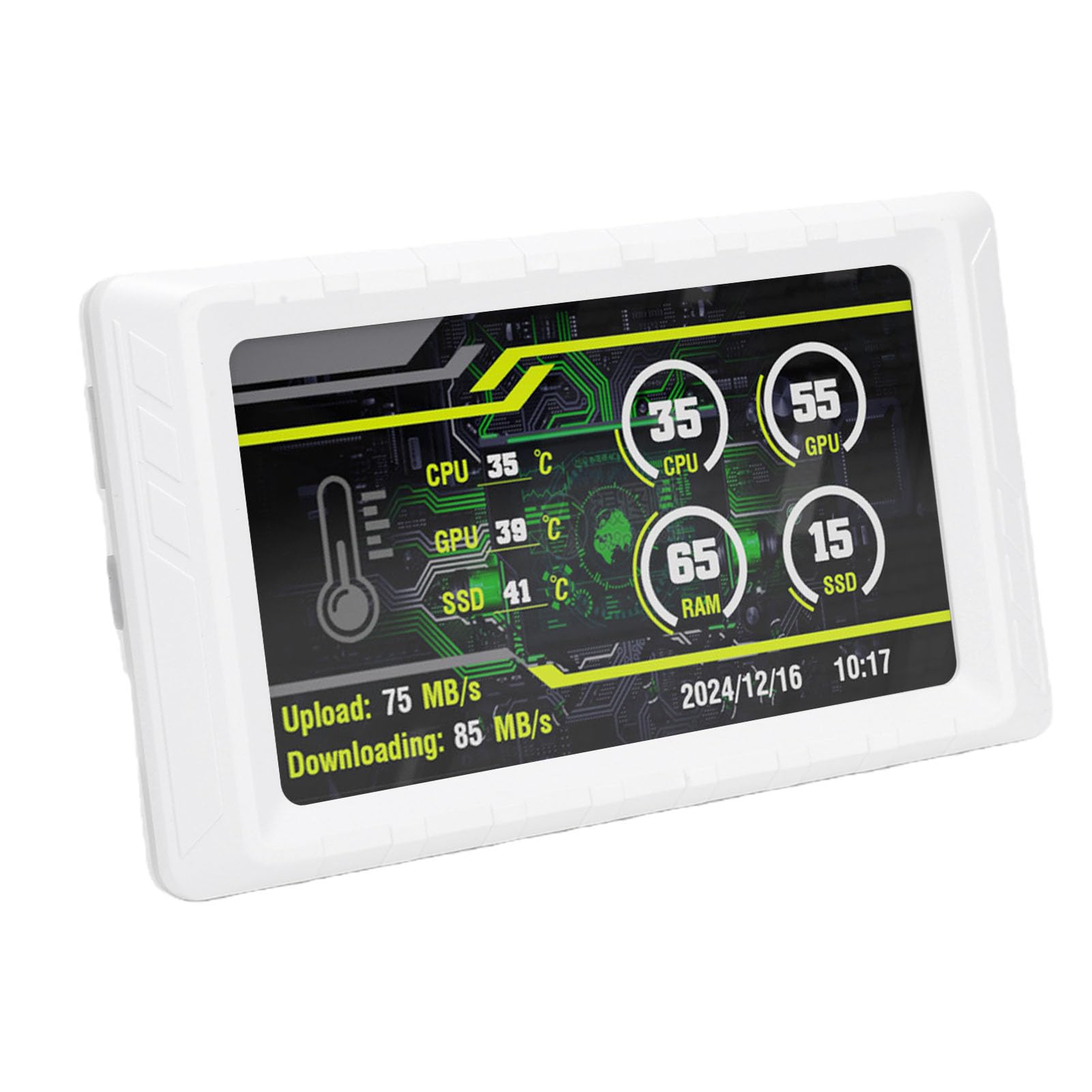Schermo Secondario da 5 Pollici, Display Monitor Computer, 854 X 480 Orizzontale Verticale, USB C, Temperatura CPU/GPU, FPS, Temi Personalizzati, per Programmatore Streamer (WHITE)