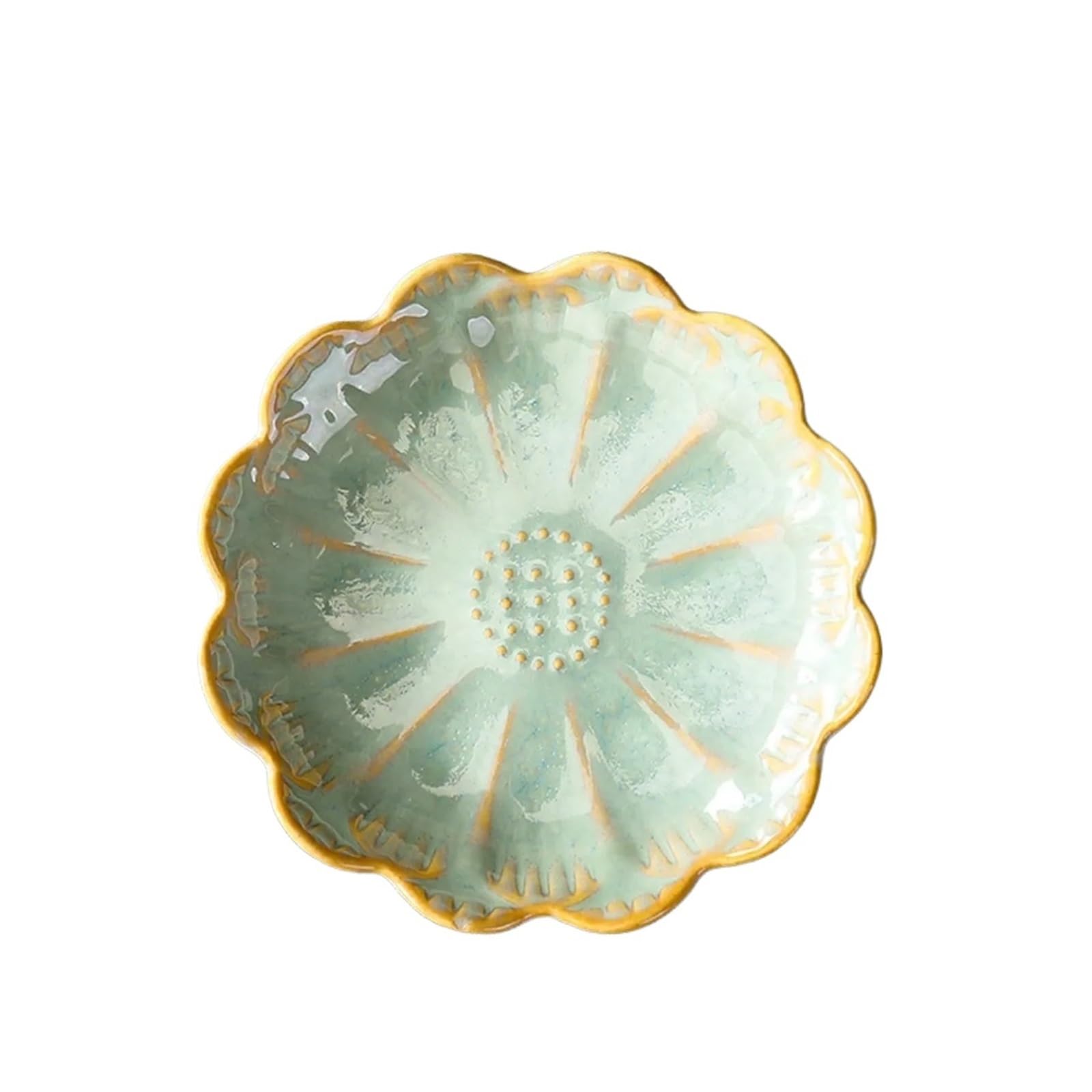 ZHSOAO 2pcs Elegant Lotus Leaf Pattern Sturdy Ceramic Trinkets Dish Accessory Jewelry Display For Rings Necklaces And Bracelets Key Storage for Jewelry(Color 3)