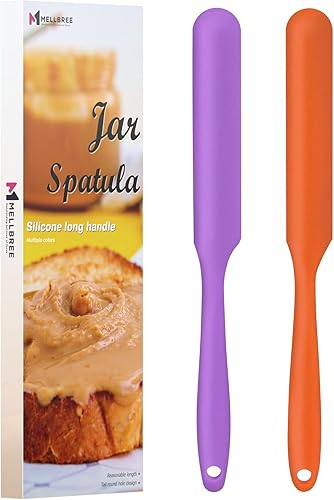 Miniatura 8 de Juego de espátulas para tarros, ll Mango largo de silicona Tarro Espátula Pastel Crema Espátulas Set