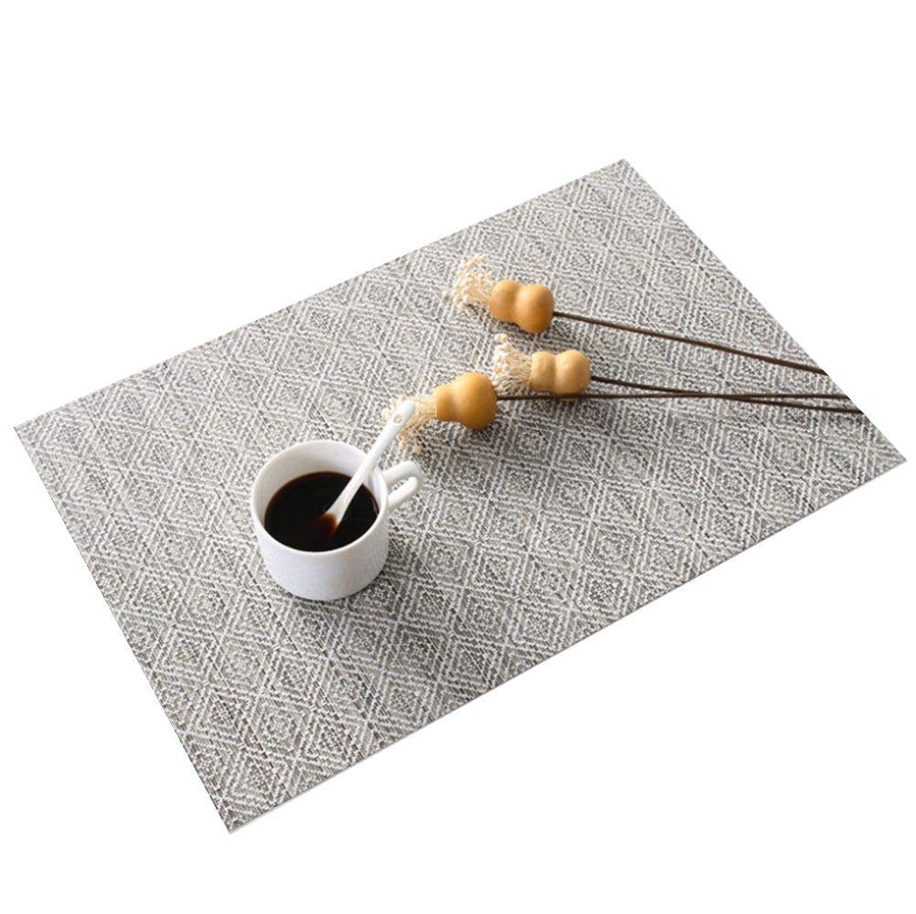 Ajinge Table Mats (Set of 6),PVC Insulation Non-slip Washable Placemats for Kitchen Table(Light Golden)