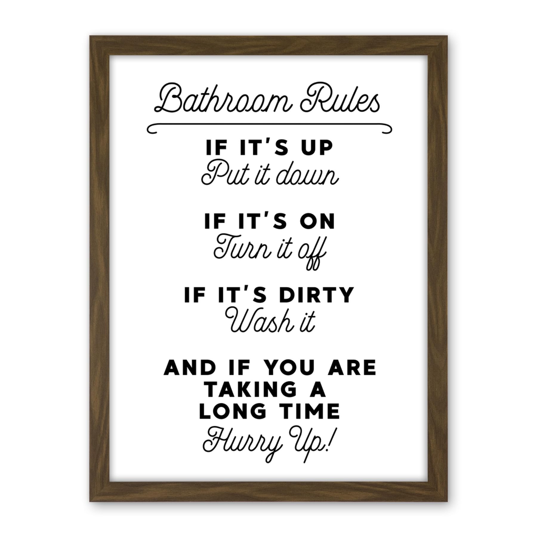 Artery8 Bathroom Decor Wall Art Funny Toilet Humour Sign Artwork Framed Wall Art Print 18X24 Inch