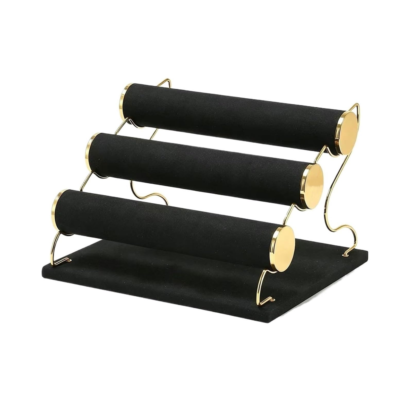 WANGHAI-666 Jewelry Rack 3-Tier Bracelet Holder Metal Frame and Microfiber for Bangles Watches
