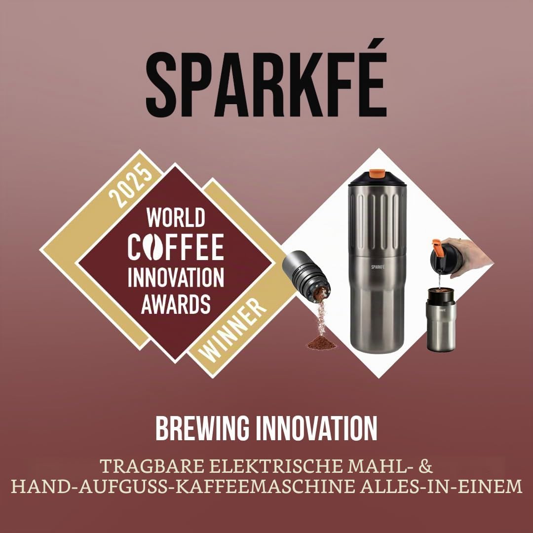 Tragbare Pour Over Kaffeemaschine, wiederaufladbare elektrische Mühle mit konischem Frässtift aus Edelstahl, integriertes Handbrüh-Set mit Edelstahlfilter & Reisebechern, für Camping, Outdoor
