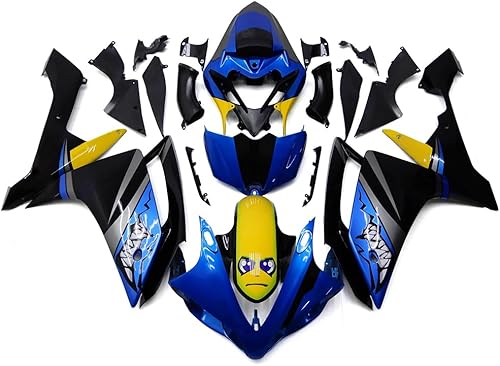MZYPARTS Kit de carenado de inyección azul, negro, amarillo, apto para YZF R1 07 08 Yamaha YZF1000 R1 2007-2008 YZF-R1 2007-2008 Juego completo de