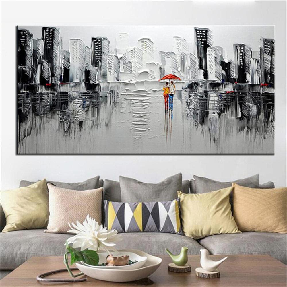 Strass Broderie Point De Croix anti-stress grand format peinture diamant 5D ville sous la pluie