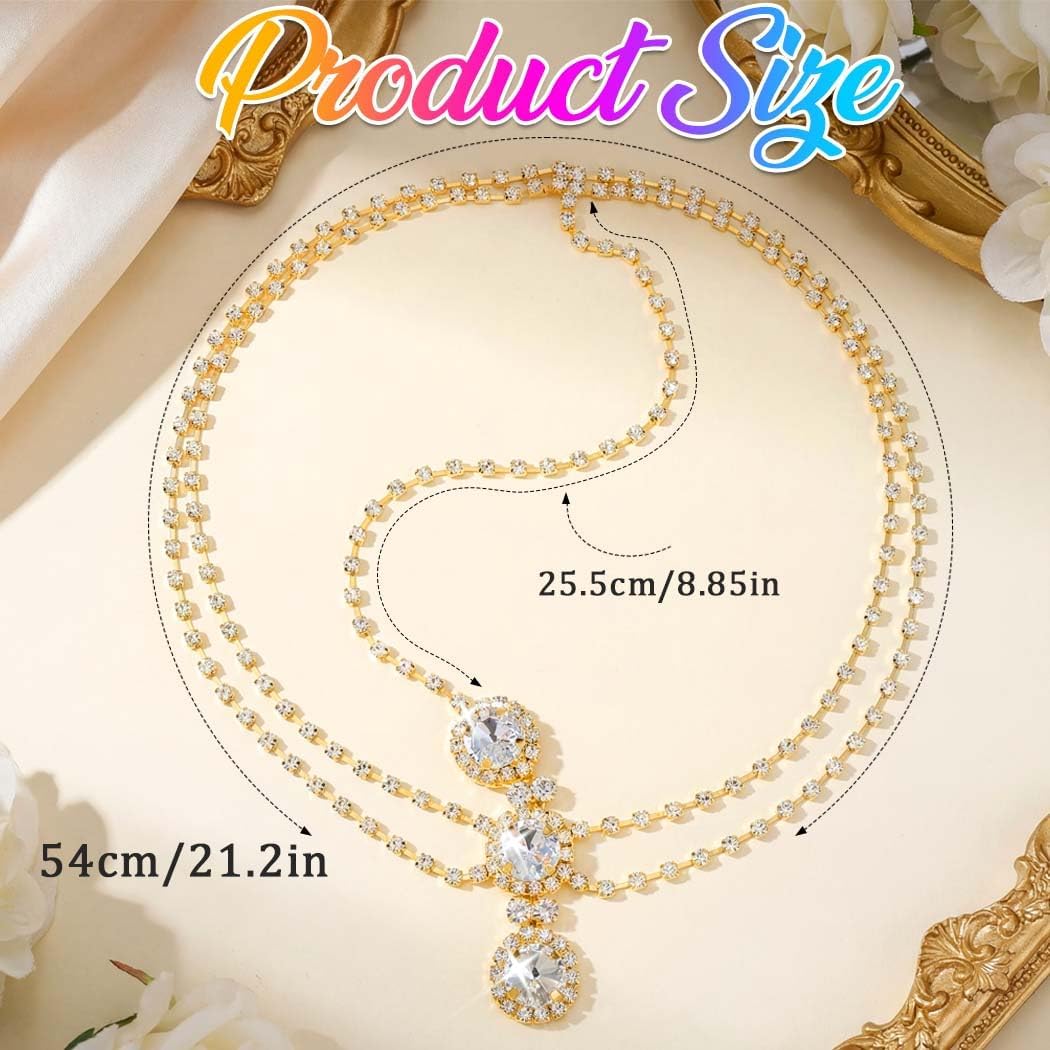 Brishow Rhinestone Gold Head Chain Jewelry for Women Bridal Forehead Headpiece for Wedding