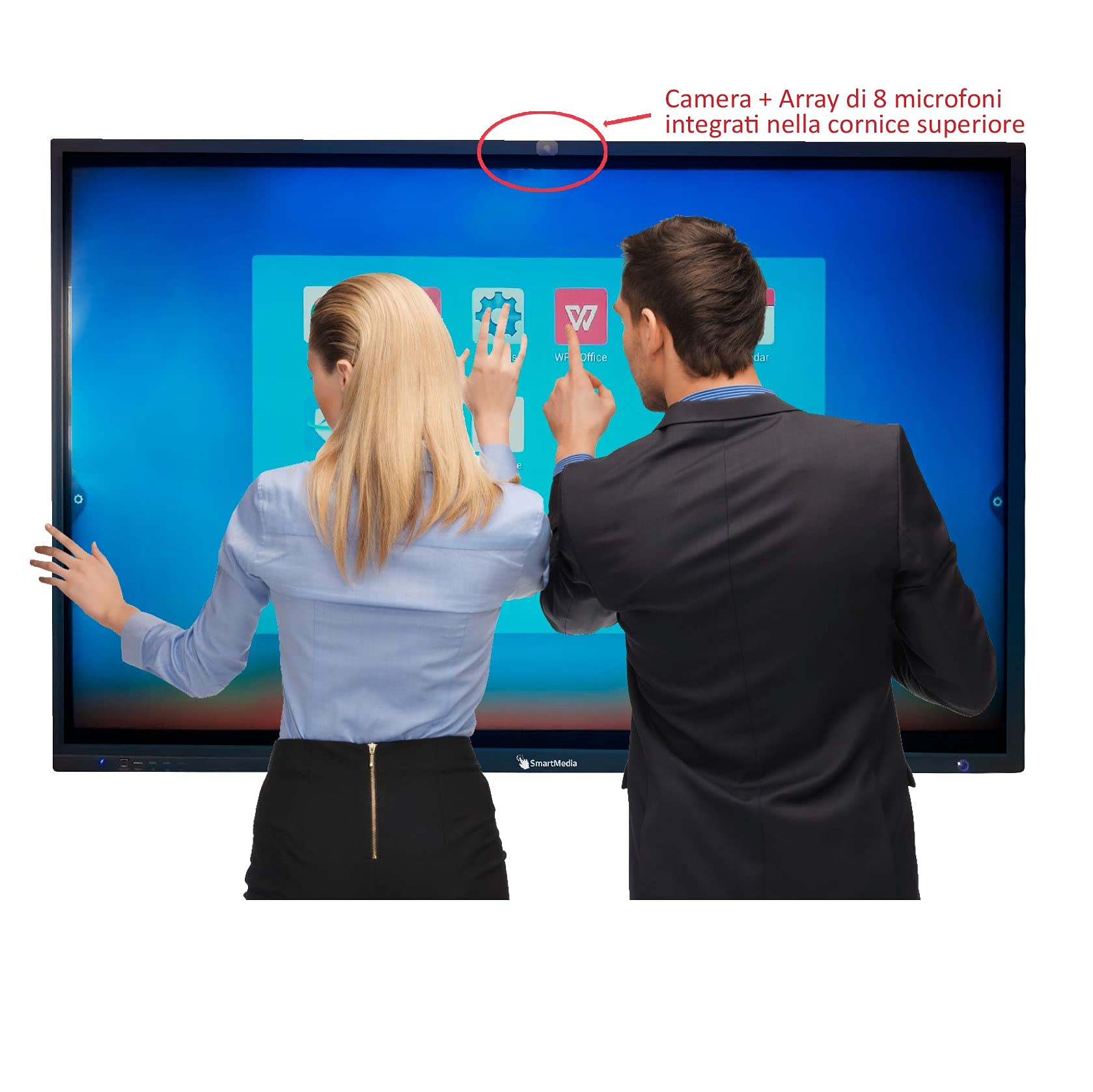 SMARTMEDIA SMAX75 - Monitor lavagna interattiva 75", 4K, fino a 40 utenti con webcam integrata nella cornice (USATO COME NUOVO)