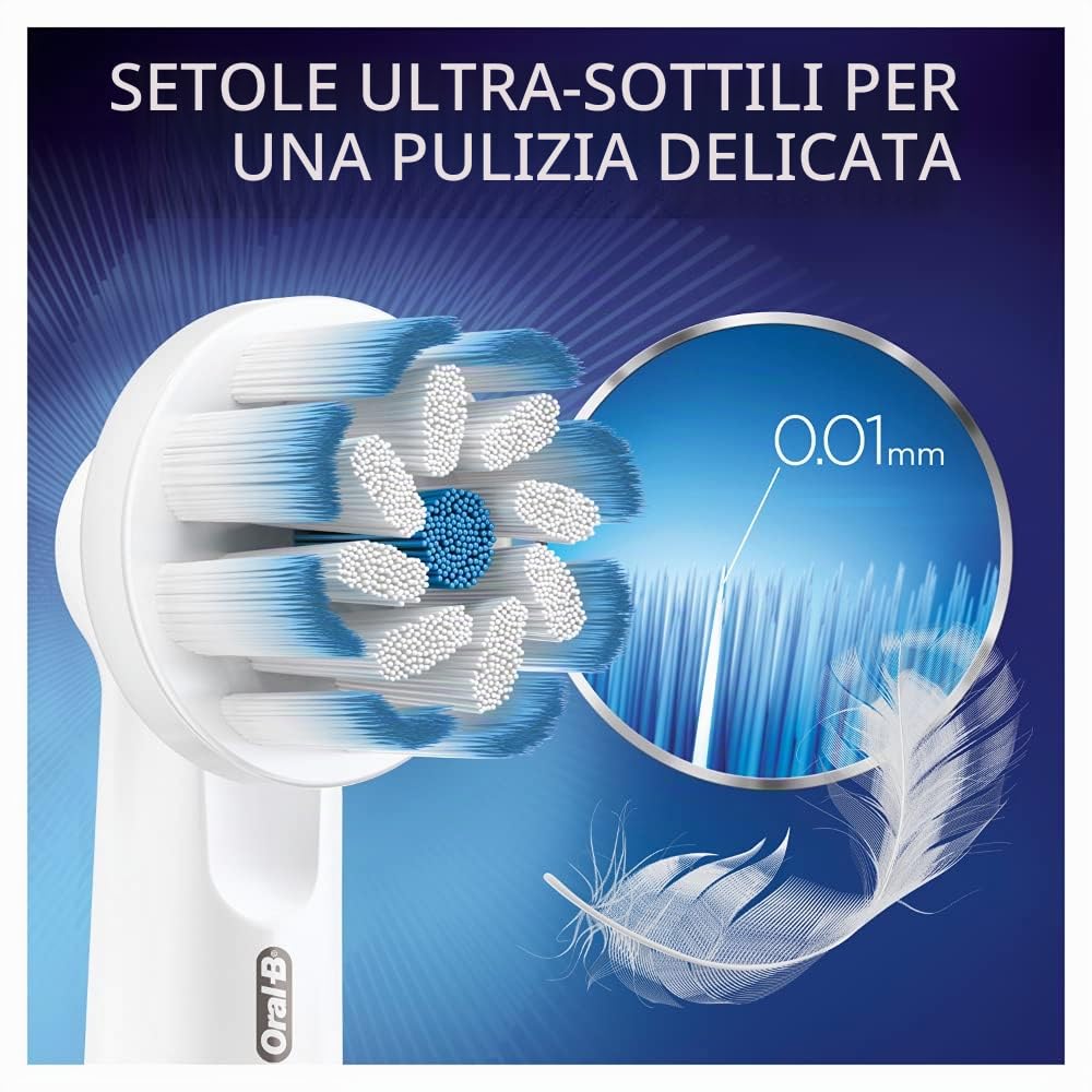 Oral-B Sensitive Clean - Testine per spazzolino elettrico, garantiscono la pulizia delicata dei denti, tecnologia ultra sottile, 8 pezzi