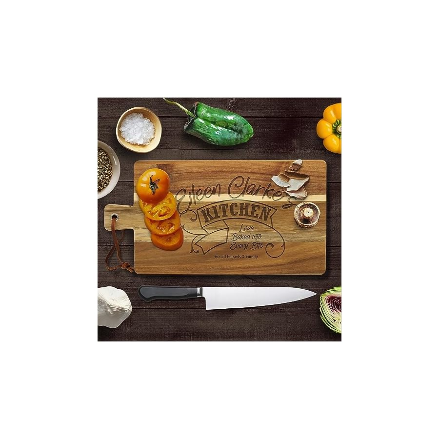 Hampton Studios Acacia Wood Laser-Engraved Personalized Name Cutting Board (3981)