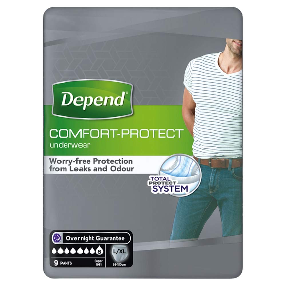 DependComfort Protect Incontinence Pants for Men, Large/Extra-Large - 9 Pants