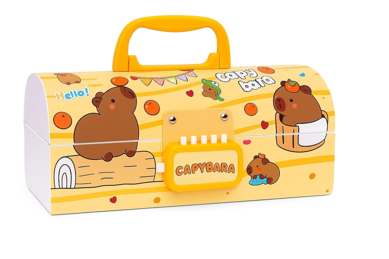 Alokik Enterprise Capybara Themes Kids Pen & Pencil Box | Suitcase Style Password Lock Pencil Case, Multi-Layer Pencil Box, Boys, Girls, Stationary Organizer Case, Return Gift for Kids