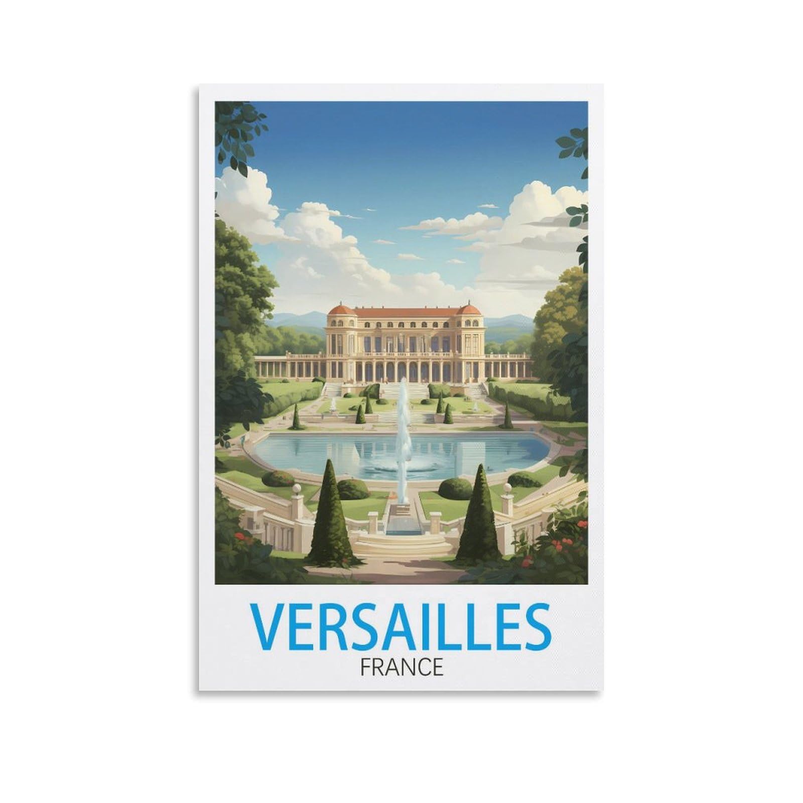 TIEIFIINX Versailles France Vintage Travel Posters 08x12inch(20x30cm) Canvas Wall Posters And Art Picture Print Modern Family Bedroom Decor