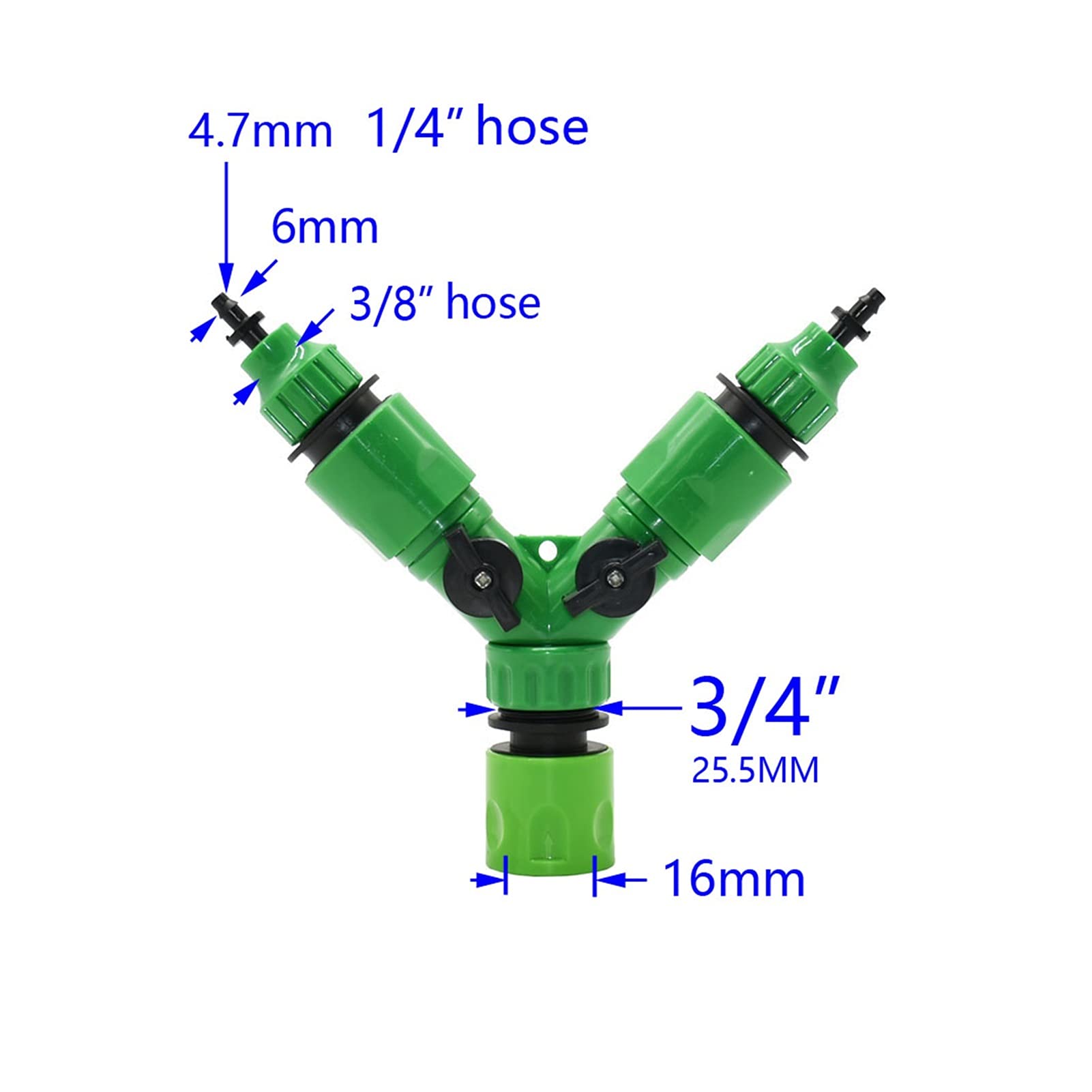 Adaptador de Conector de Manguera, 10 Piezas, Manguera de Jardín, Dispensador Deua de Grifo de 2 Vías, Válvula de Riego de Acoplamiento Rápido, Adaptador de Colector de Tubería Deua de Jardín de 1/4 3