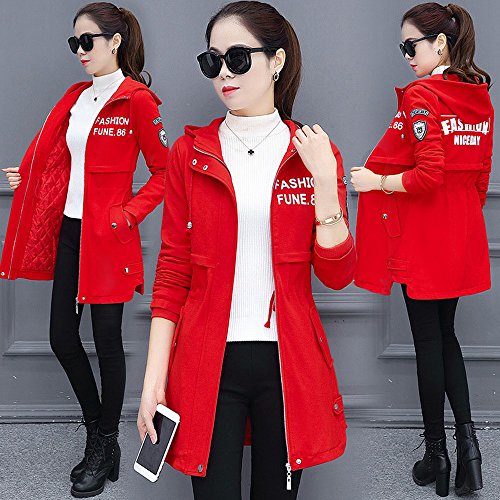 Coupe-vent long femme NSFY rouge veste chaude d'automne taille L performante