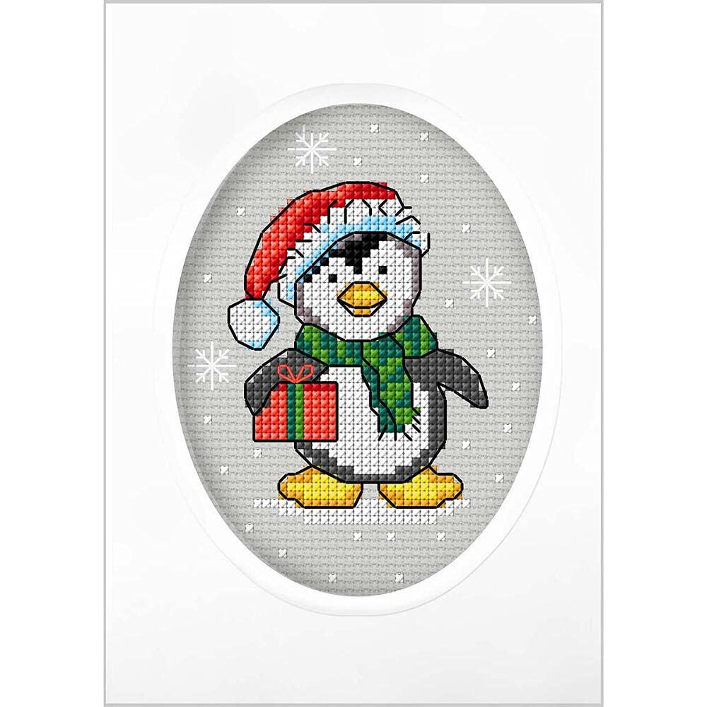 Orchidea Christmas Penguin Greeting Card Counted Cross-Stitch Kit