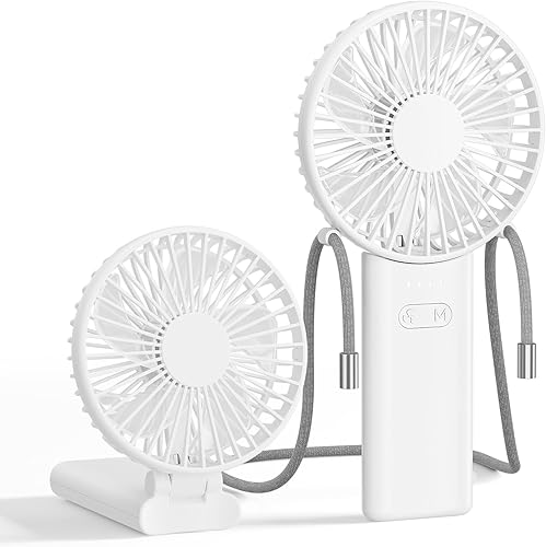 HandFan Ultra-𝐒𝐥𝐢𝐦 & Lightweight Handheld Fan (0.5in,0.3lb), 5 Speeds Portable Hand Held Fan USB Rechargeable 180° Foldable, Quiet Summer Essentials with Lanyard for Travel/Concerts/Lash (Pink)