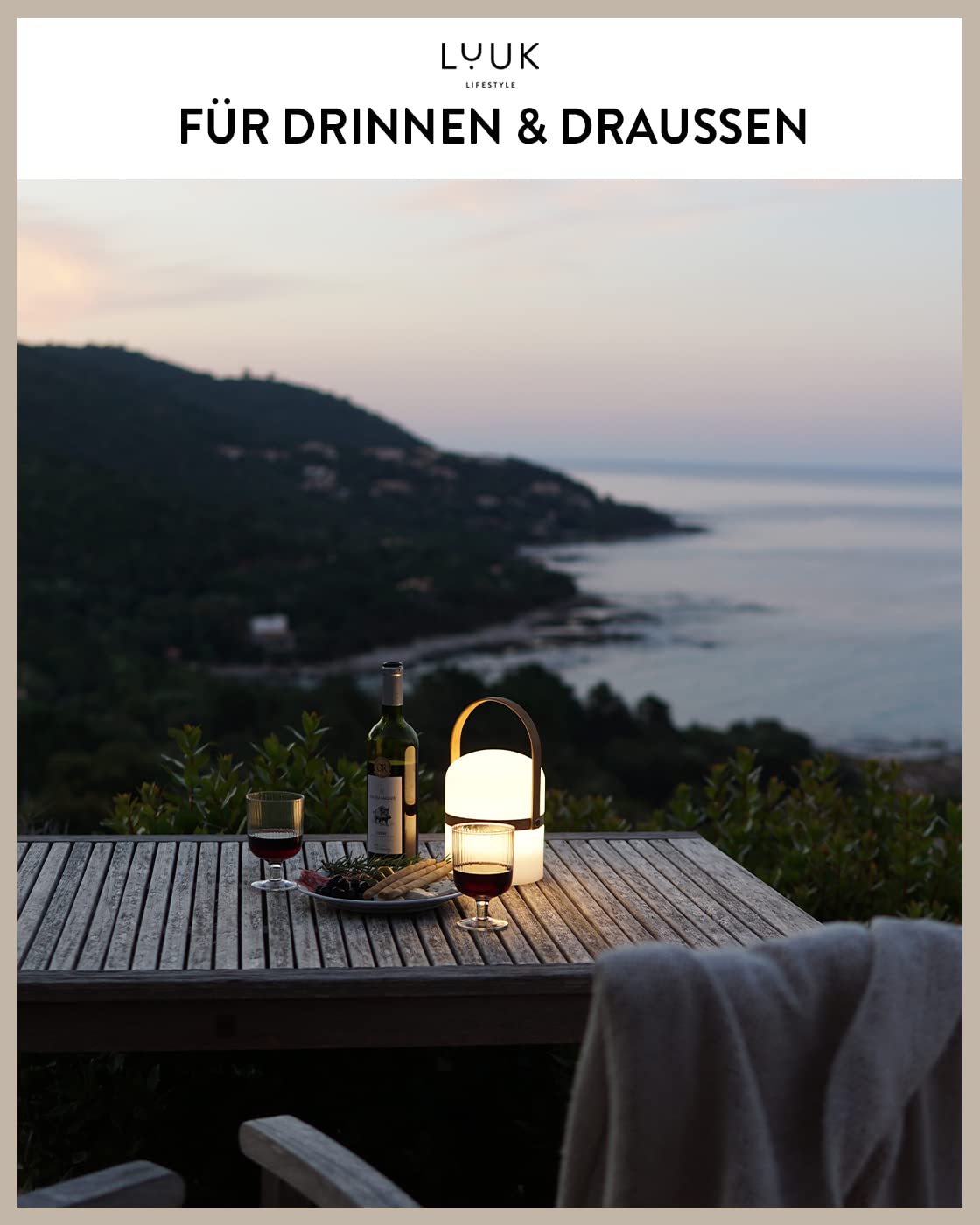 LUUK LIFESTYLE Dimmbare LED Laterne mit Griff, für Garten, Haus und Wohnung, wiederaufladbare Design Leuchte, in orange curry matt