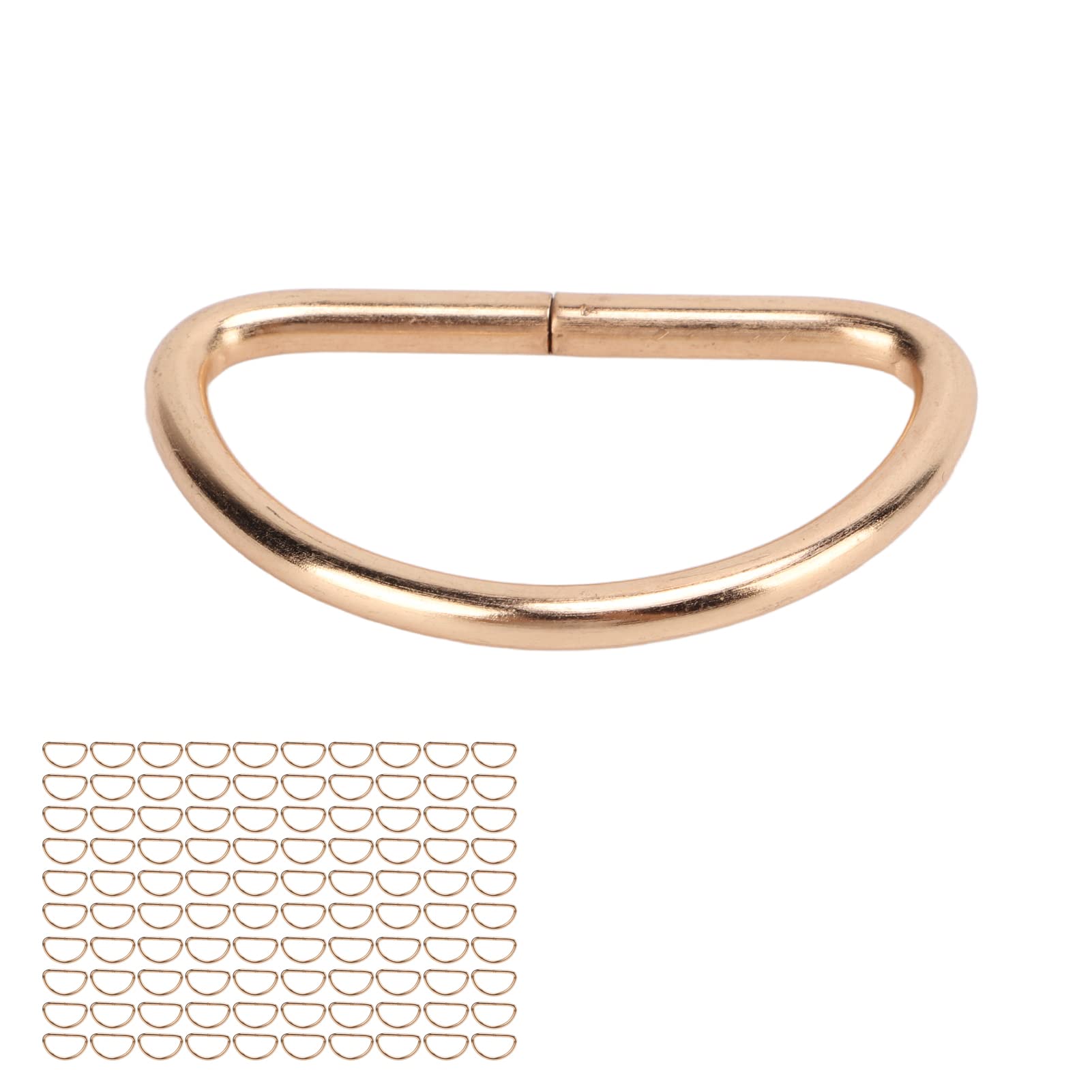Anillos de metal en forma de D, 100 unidades, anillos semicirculares en forma de D para collares de perro (Oro 3x32x17mm)