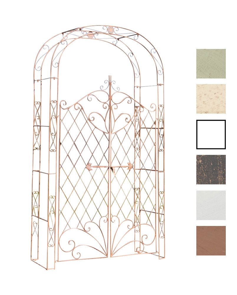 CLP Arche à rosiers en Fer Melissa avec Porte (Hauteur 150 cm); Hauteur Totale 220 cm, Couleur:Marron Antique