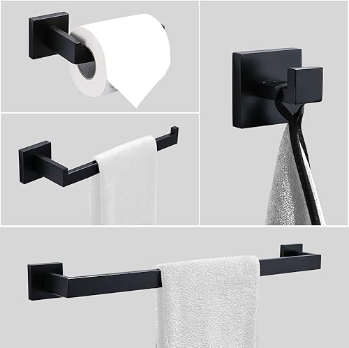 Miniatura 7 de Ralbay Toallero de baño, juego de 5 piezas de accesorios de baño de acero inoxidable de alta calidad, juego de toallero montado en la pared, color