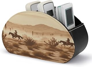 Cowboys PU Leather Remote Control Holder with 5 Compartments | TV Remote Caddy Box for Bedside Office , Table Desk Storage Organizer for Media Player, DVD, Blu-Ray, Heater Controllers