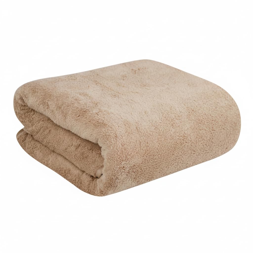 Dribble Coral Fleece 450 GSM Bath Towel 70x140 cm | Ultra Soft, Quick Dry, Highly Absorbent | Lightweight & Skin-Friendly Towel for Bathroom, Gym & Travel, Brown