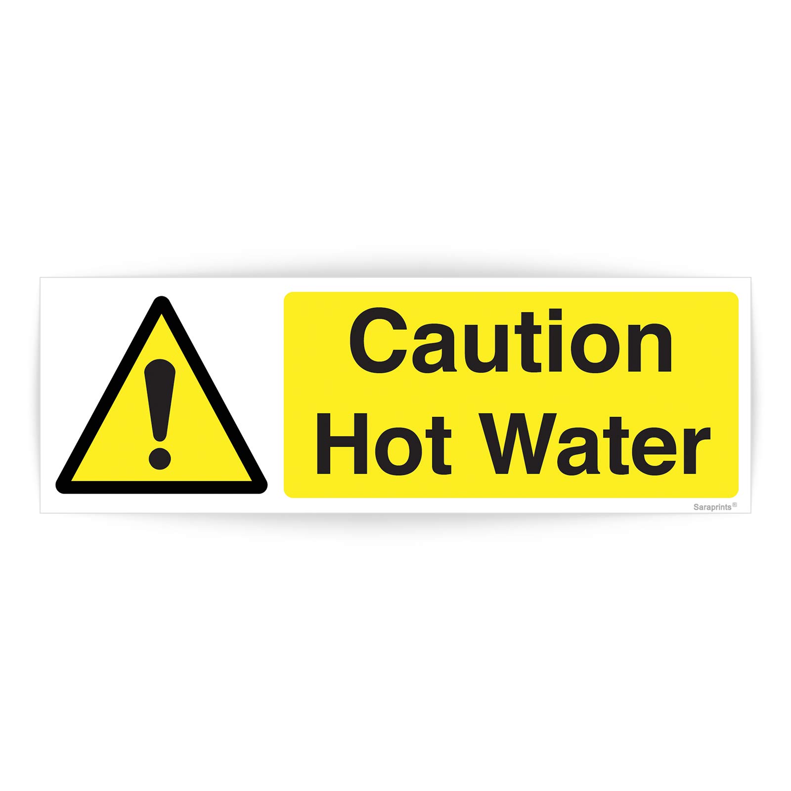 Sara Prints Caution Hot Water Stickers Self adhesive Waterproof Vinyl Sticker 150mmx50mm V1184