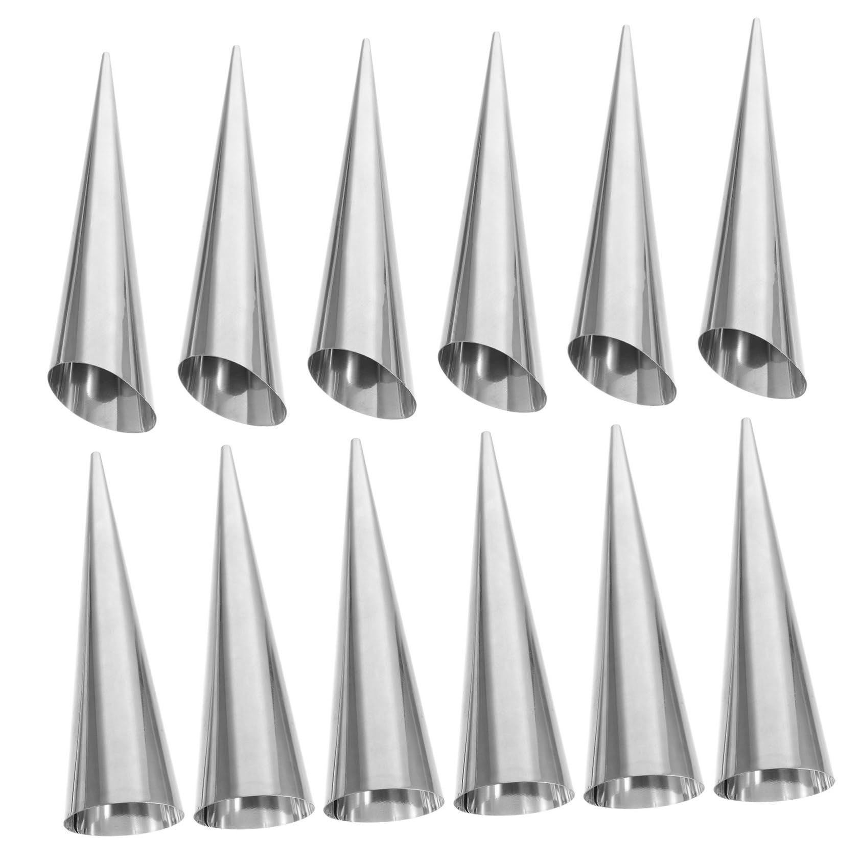 Cabilock 12 Pcs Stainless Steel Conical Croissant for Baking Bread Easy to Clean and Reusable Baking Supplies