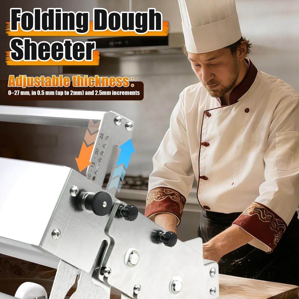 Laminoir à pâte feuilletée réversible, Machine à laminer Robuste en Acier Inoxydable, Rouleau à Fondant pour pâtisseries Maison, pizzerias et Restaurants,Model 400（Professional Use）