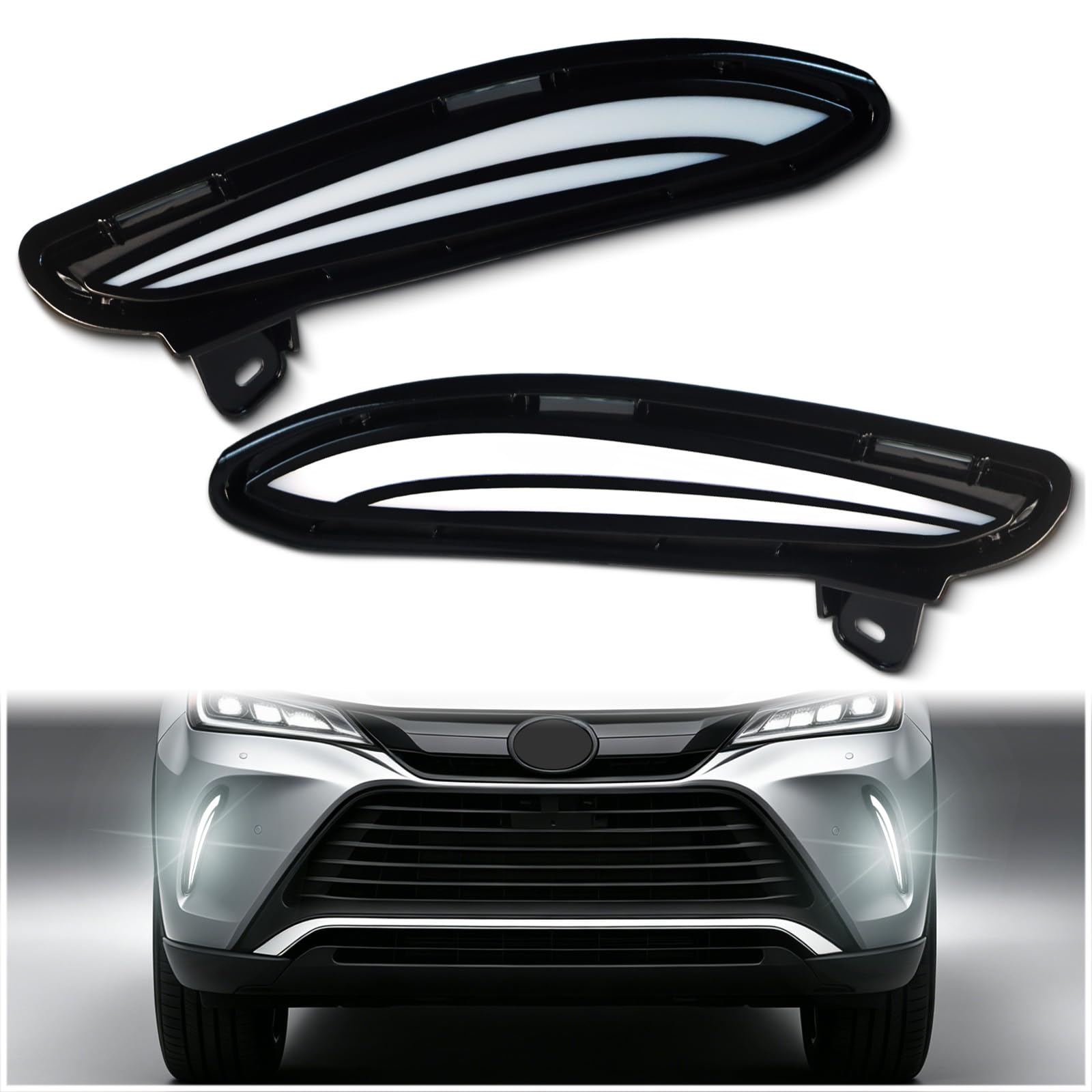 Switchback White/Amber LED DRL Front Bumper Fog Light Daytime Running Light & Sequential Turn Signal Kit For Toyota Venza LE XLE Nightshade Edition