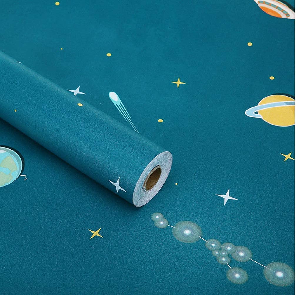 Blue Space Pattern Contact Paper Self Adhesive Shelf Drawer Liner Peel and Stick Wallpaper for Bathroom Living Room Kids Room 17.7 x 196 Inches…