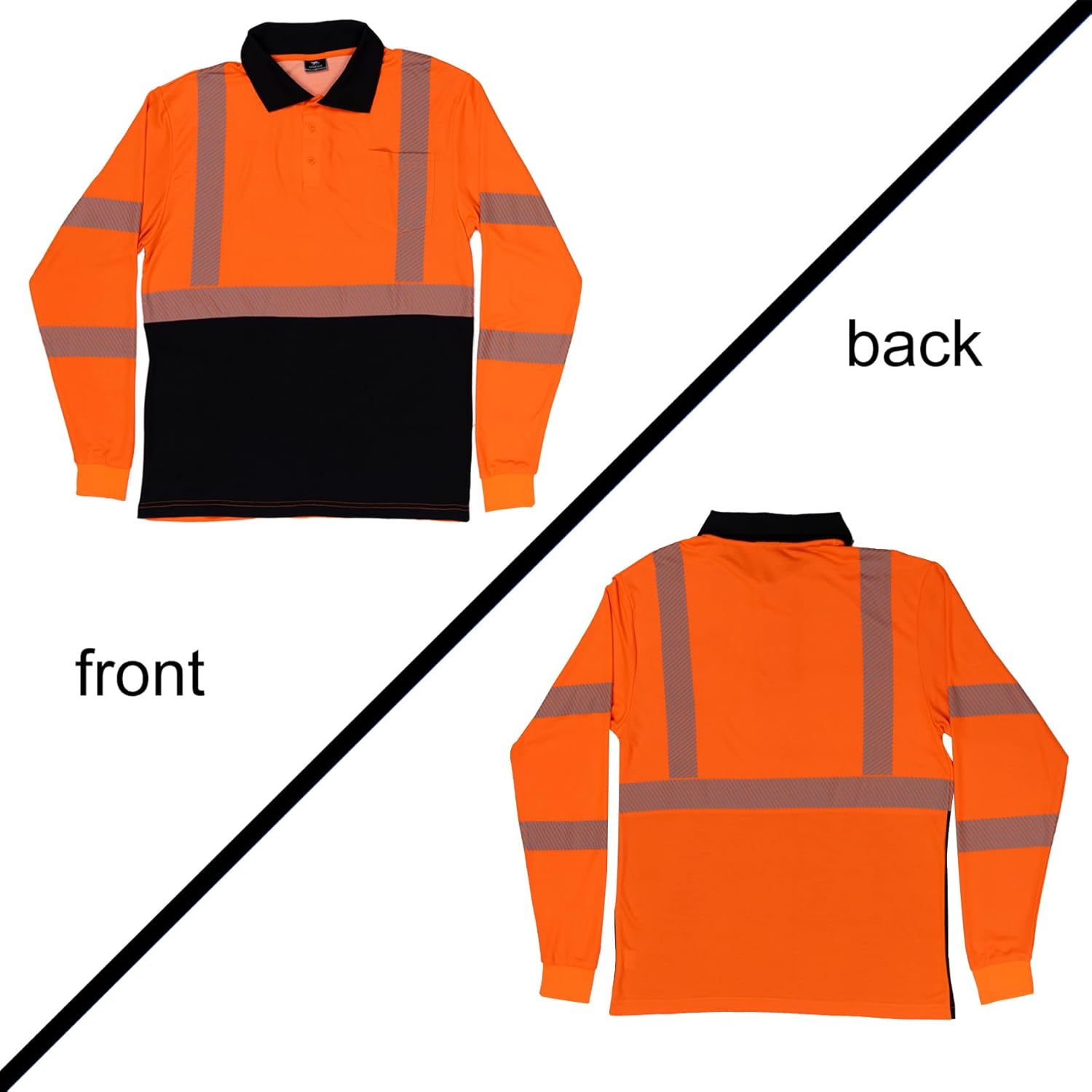 VENDACE 3 Pcs Hi Vis Safety Reflective Long Sleeve Polo Shirts for Men ANSI Class 3 High Visibility Construction Work Shirts - Image 6