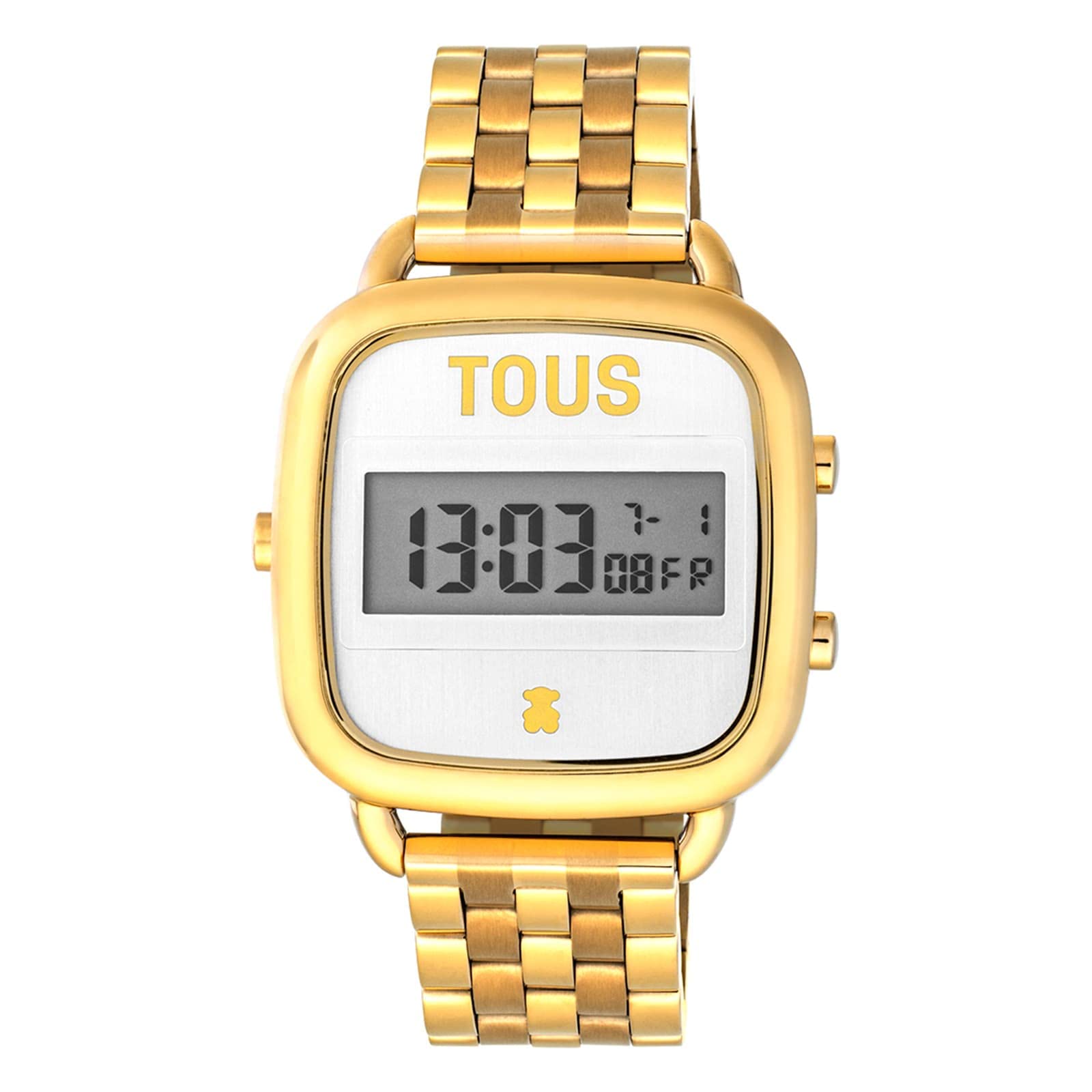 TOUS Reloj Digital con Brazalete de acero IP Dorado D-Logo