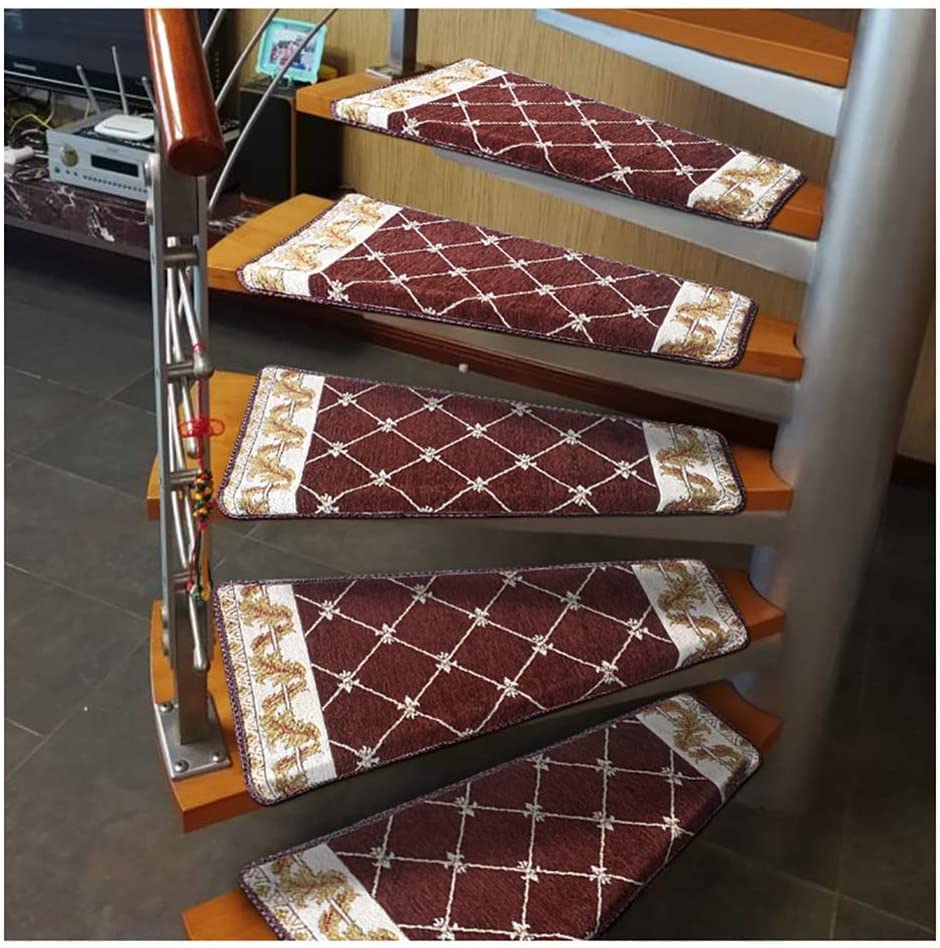 Treppenpolster WEITINGKKK Treppenteppich Rutschfeste Teppiche, 15-teiliger Treppenteppich „Links abbiegen“, rutschfester Trittschutzteppich for den Innenbereich, Wiederholen Sie das Einfügen ohne Spur