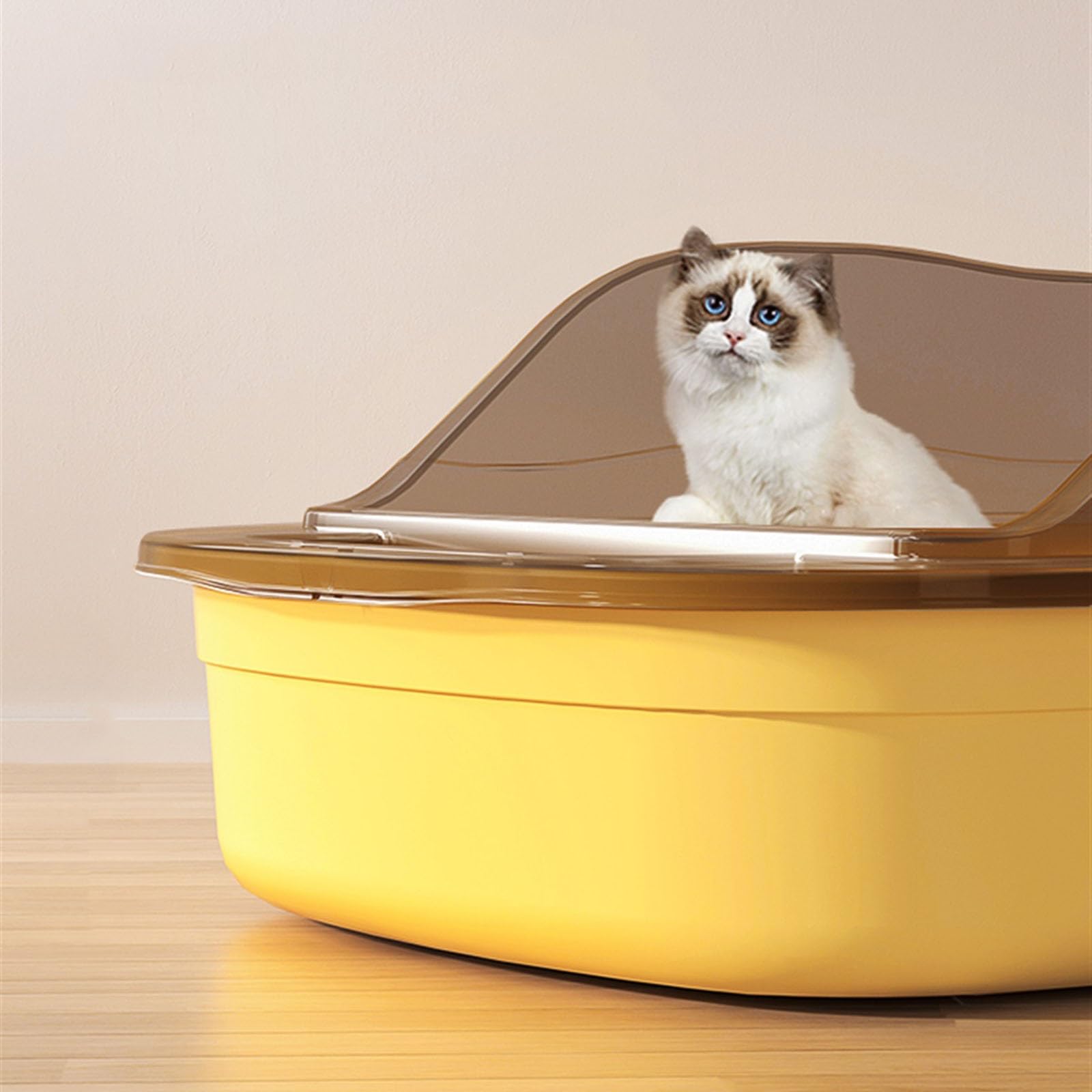 Solo para perros y gatos Arenero para gatos - for con bordes altos, gran arenero for, for interior, accesorios for el aseo de animales, antiadherente, fácil de limpiar para interiores (amarillo)