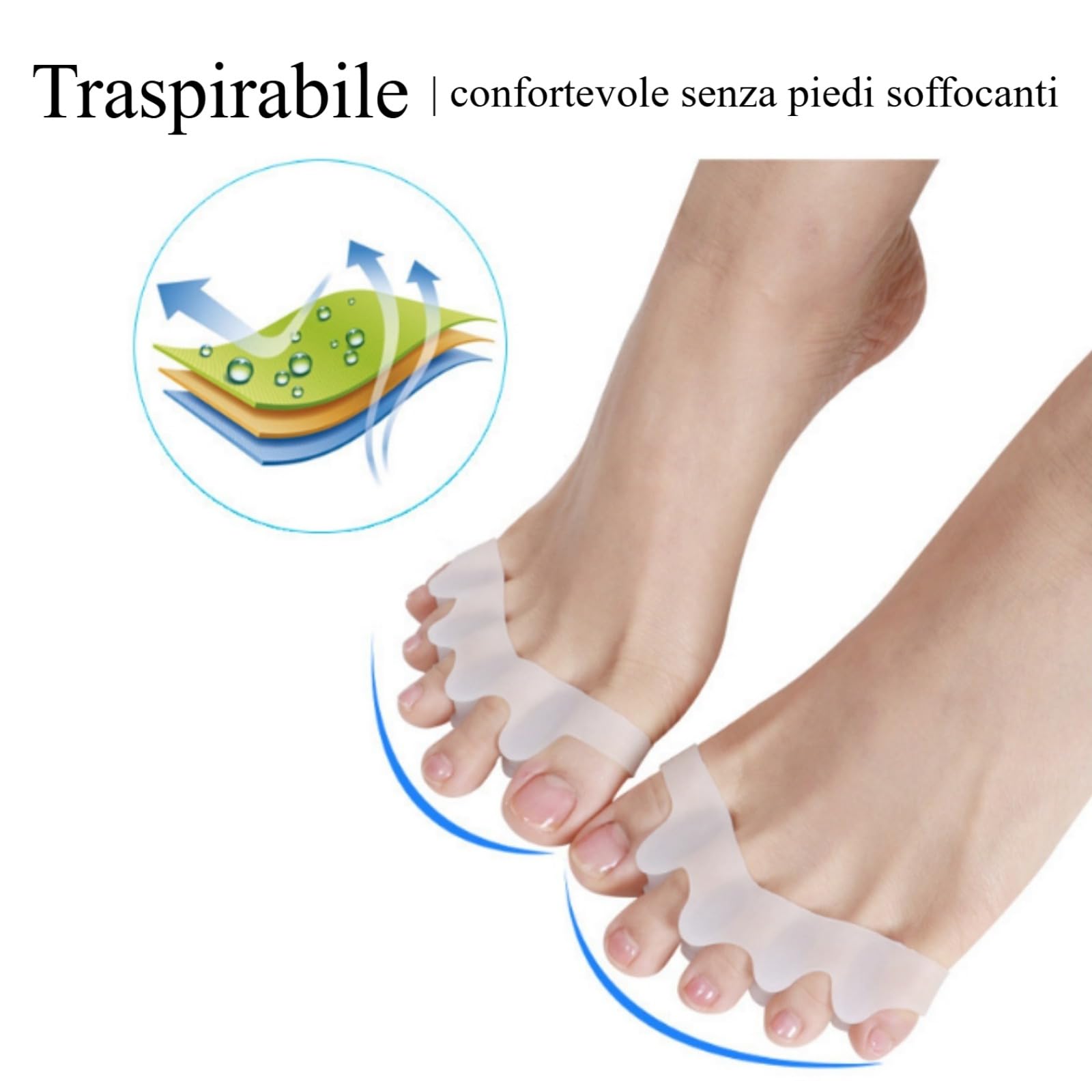 Distanfix Alluce Valgo, Morbido supporto in silicone per uomo e donna, comfort indicato per l'alluce valgo (Beige)