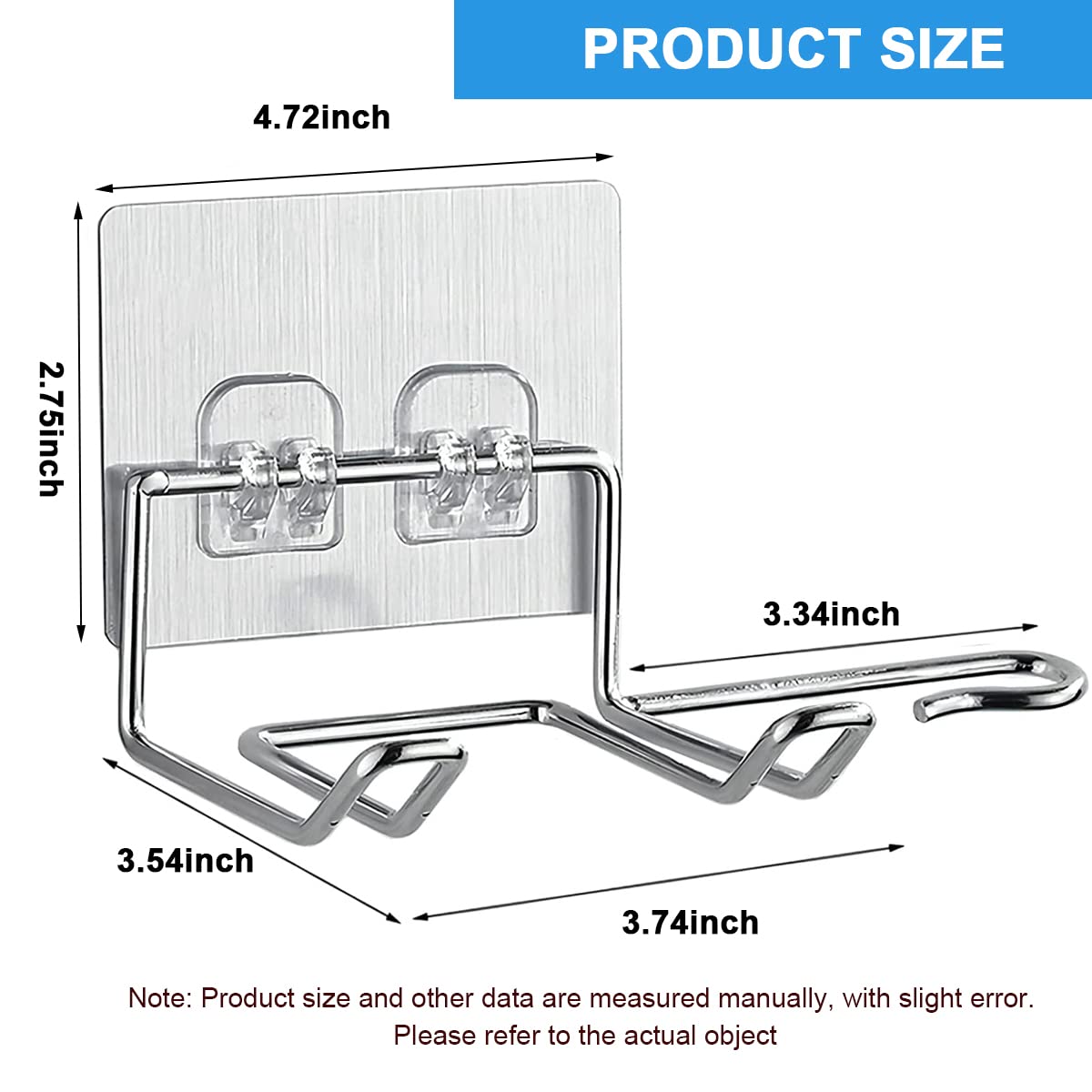HASTHIP Hair Dryer Holder Wall Mounted Self Adhesive Stand Silver