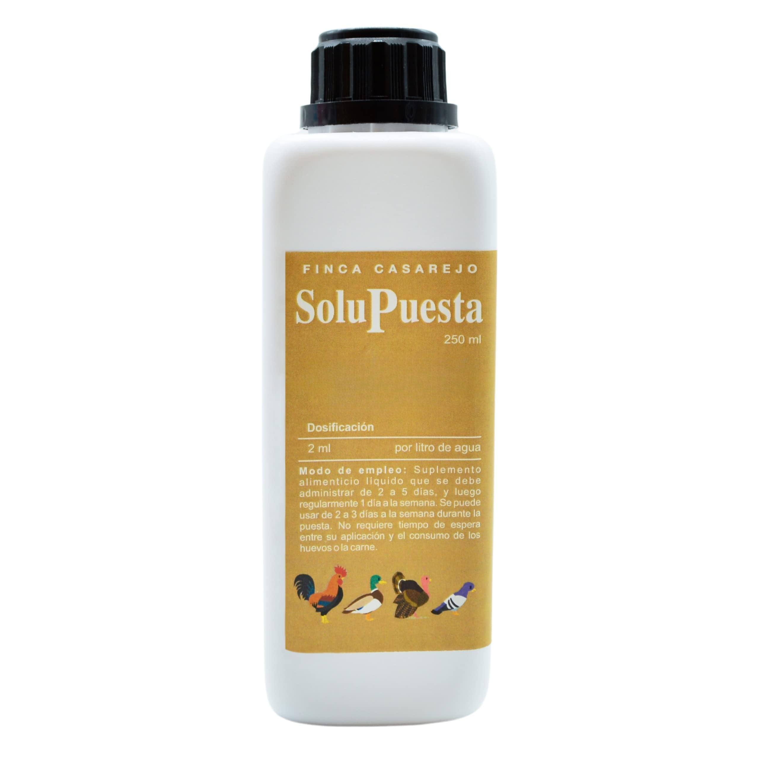 FINCA CASAREJO SoluPuesta - Mejora la Calidad de la cáscara del Huevo – Suplemento Alimenticio para Gallinas y Otras Aves de Corral – (250ml)
